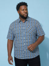 Men Plus Size Cloud Multicolor Checkered Casual Shirt
