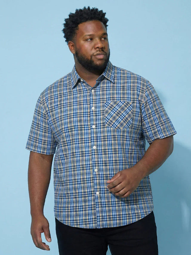 Men Plus Size Cloud Multicolor Checkered Casual Shirt