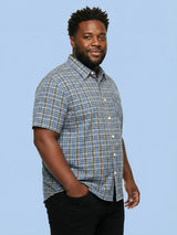 Men Plus Size Cloud Multicolor Checkered Casual Shirt