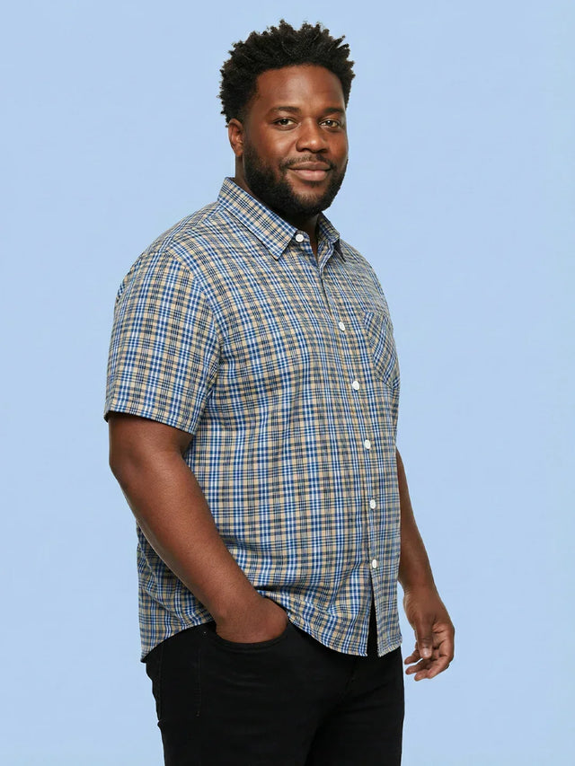Men Plus Size Cloud Multicolor Checkered Casual Shirt
