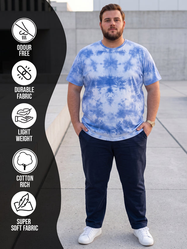 Men Plus Size Cloudye Printed Round Neck Tshirt