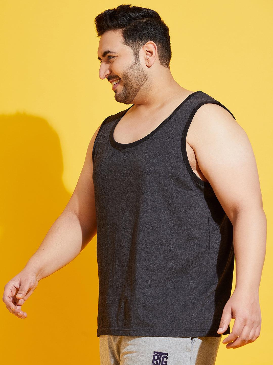 Men Plus Size Coca-10 Solid Vest - bigbanana