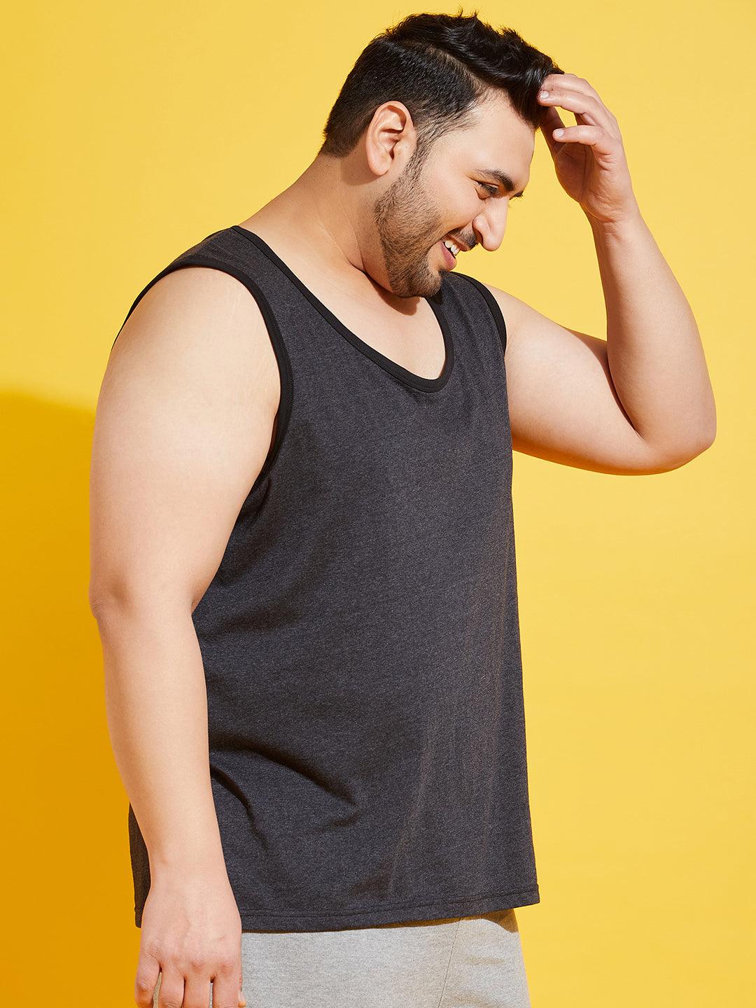 Men Plus Size Coca-10 Solid Vest - bigbanana