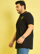 Men Plus Size Colonia-Black Solid Polo Tshirt - bigbanana