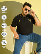 Men Plus Size Colonia-Black Solid Polo Tshirt - bigbanana