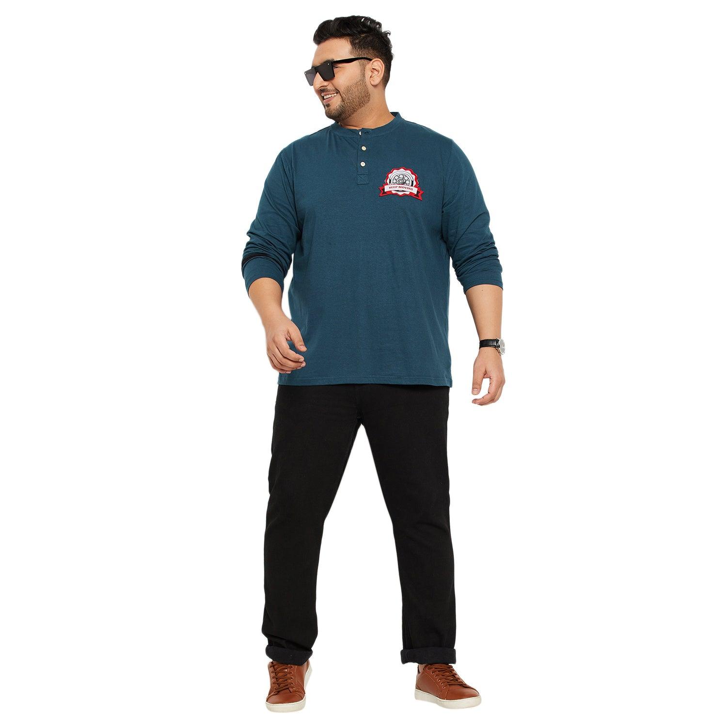 Men Plus Size Comber Solid Henley Tshirt - bigbanana