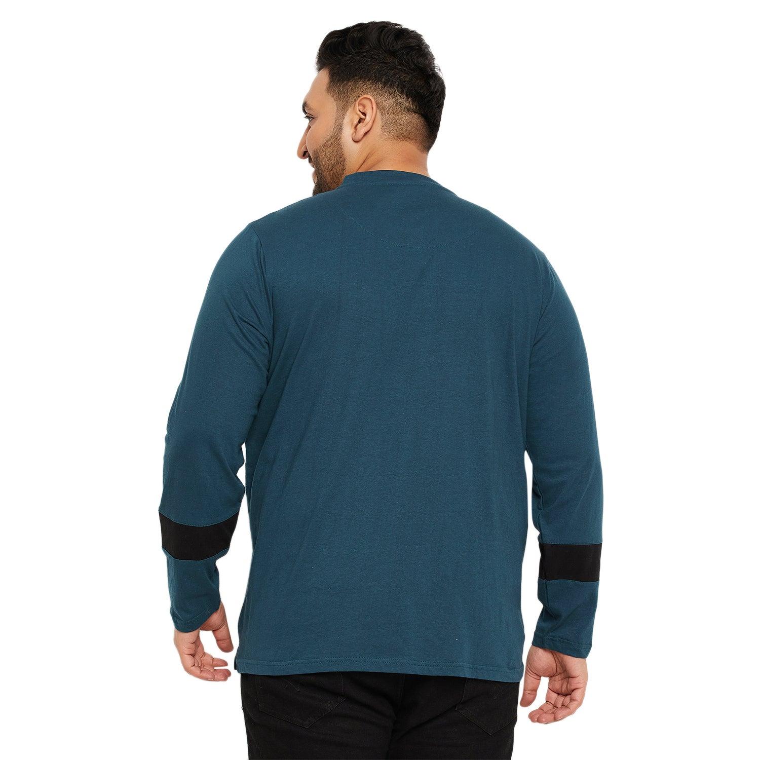 Men Plus Size Comber Solid Henley Tshirt - bigbanana