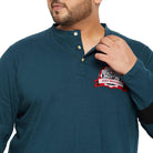 Men Plus Size Comber Solid Henley Tshirt - bigbanana