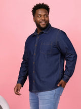 Men Plus Size Comorosia Blue Solid Casual Shirt