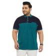 Men Plus Size Conezo-Blue Colorblock Polo Tshirt - bigbanana