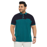 Men Plus Size Conezo-Blue Colorblock Polo Tshirt - bigbanana