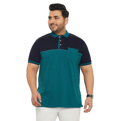Men Plus Size Conezo-Blue Colorblock Polo Tshirt - bigbanana