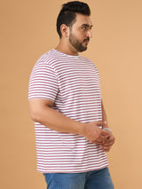 Men Plus Size Contoura Striped Round Neck Tshirt