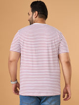 Men Plus Size Contoura Striped Round Neck Tshirt