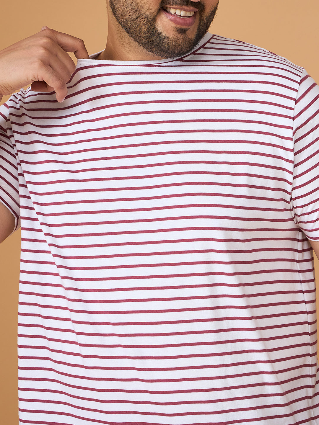 Men Plus Size Contoura Striped Round Neck Tshirt
