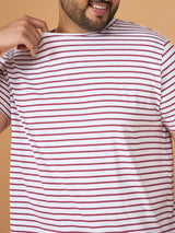 Men Plus Size Contoura Striped Round Neck Tshirt