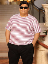 Men Plus Size Contoura Striped Round Neck Tshirt