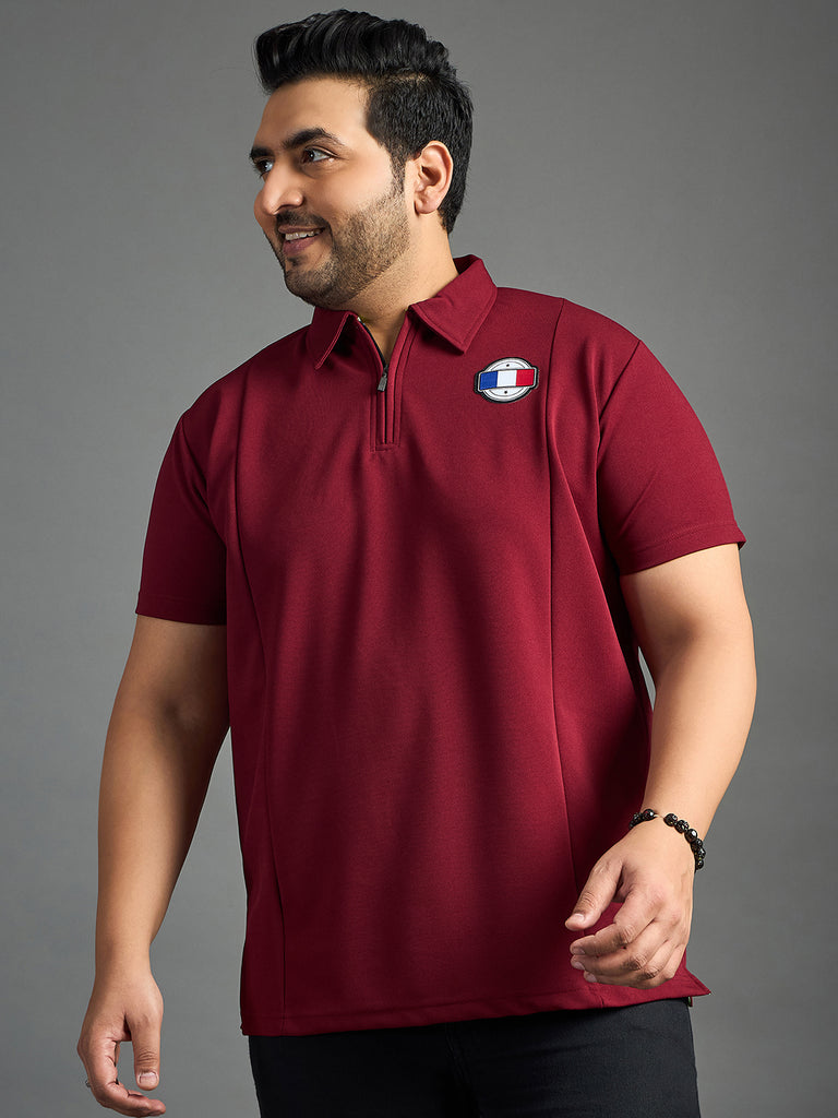 Men Plus Size Cords Solid Polo Tshirt - bigbanana