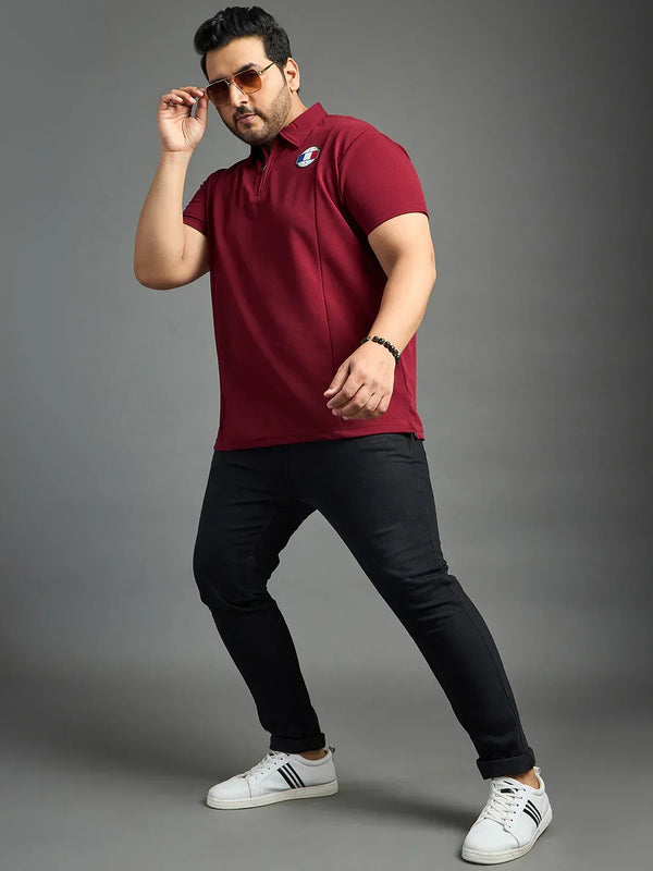 Men Plus Size Cords Solid Polo Tshirt