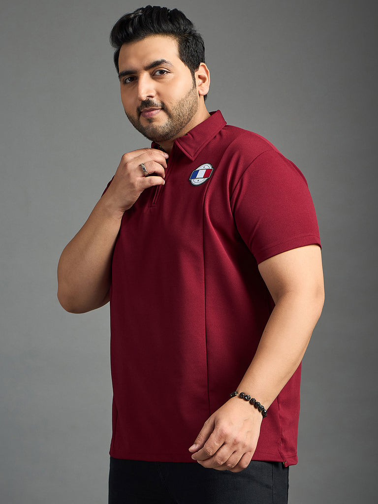 Men Plus Size Cords Solid Polo Tshirt - bigbanana