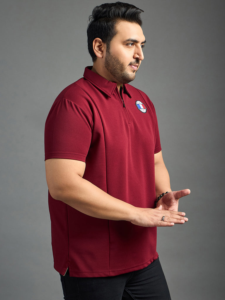 Men Plus Size Cords Solid Polo Tshirt - bigbanana