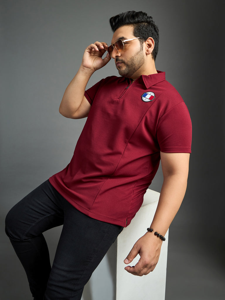 Men Plus Size Cords Solid Polo Tshirt - bigbanana