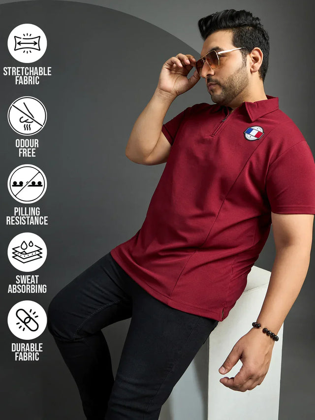 Men Plus Size Cords Solid Polo Tshirt