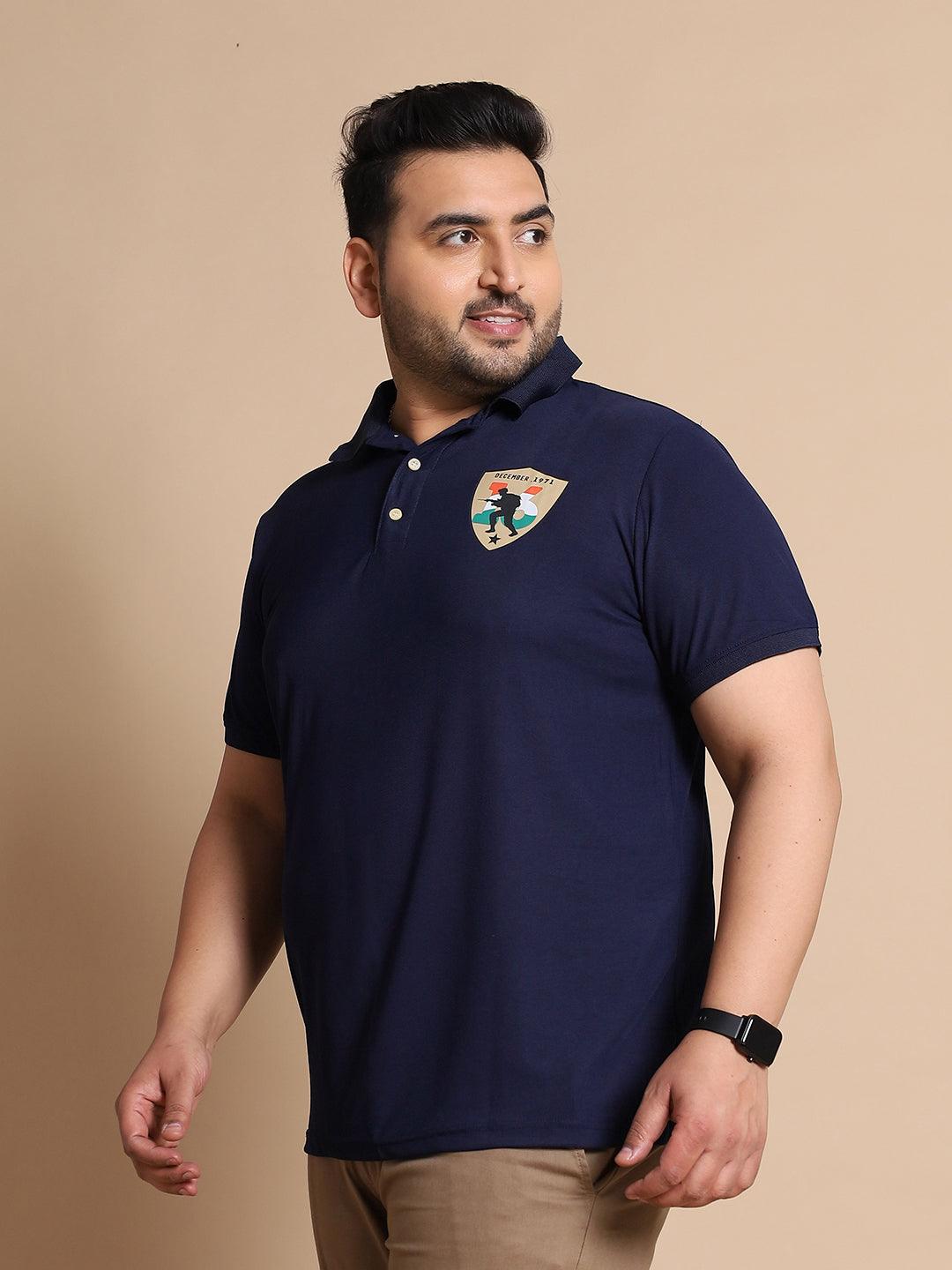 Men Plus Size Corps Printed Polo Tshirt - bigbanana