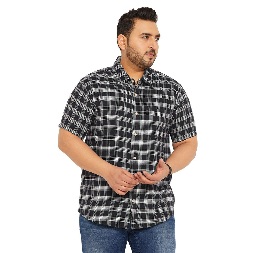 Men Plus Size Cosmic Check Shirt - bigbanana