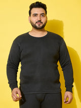 Men Plus Size Cosy-Dark Grey Solid Thermal Top