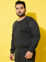 Men Plus Size Cosy-Dark Grey Solid Thermal Top