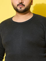 Men Plus Size Cosy-Dark Grey Solid Thermal Top