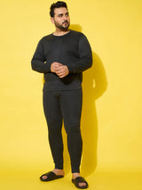 Men Plus Size Cosy-Dark Grey Solid Thermal Top