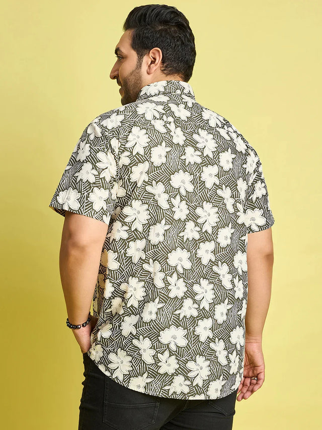 Men Plus Size Count Floral Printed Multi Color Shirt - bigbanana