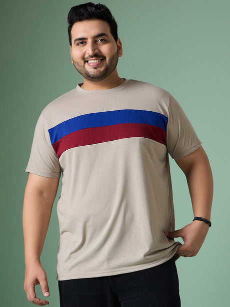 Men Plus Size Cravyn Colorblock Round Neck Tshirt - bigbanana