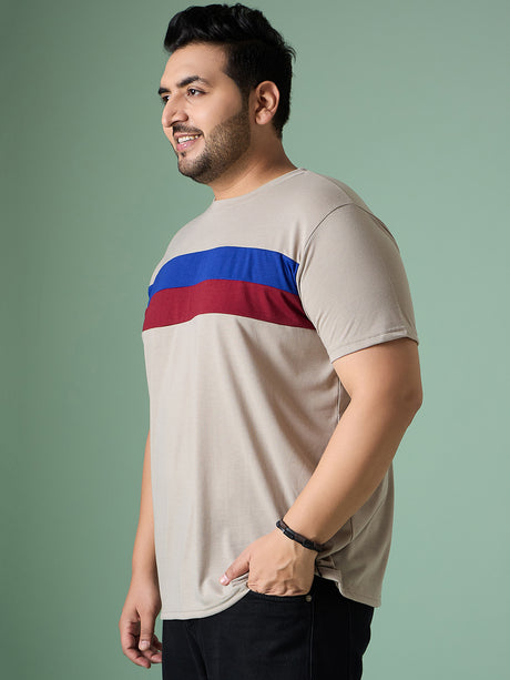 Men Plus Size Cravyn Colorblock Round Neck Tshirt - bigbanana