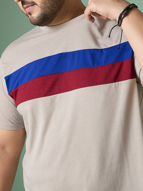 Men Plus Size Cravyn Colorblock Round Neck Tshirt - bigbanana