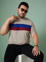 Men Plus Size Cravyn Colorblock Round Neck Tshirt - bigbanana
