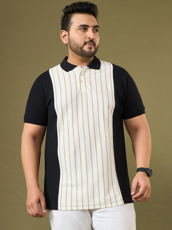 Men Plus Size Crema Multicolor Printed Polo Tshirt