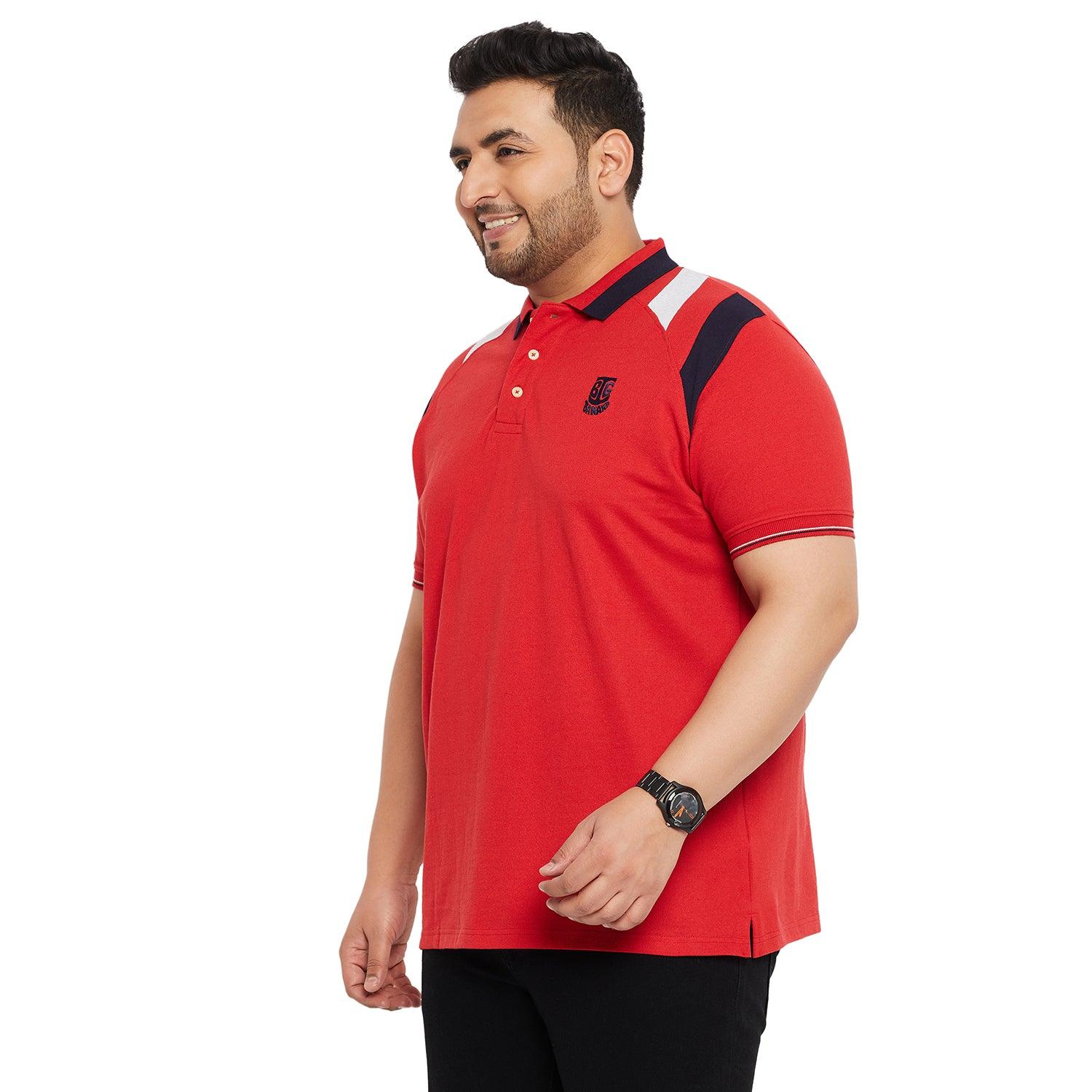 Men Plus Size Crikfow-Red Solid Polo Tshirt - bigbanana