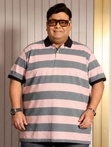 Men Plus Size Crosswalk Multicolor Striped Polo Tshirt