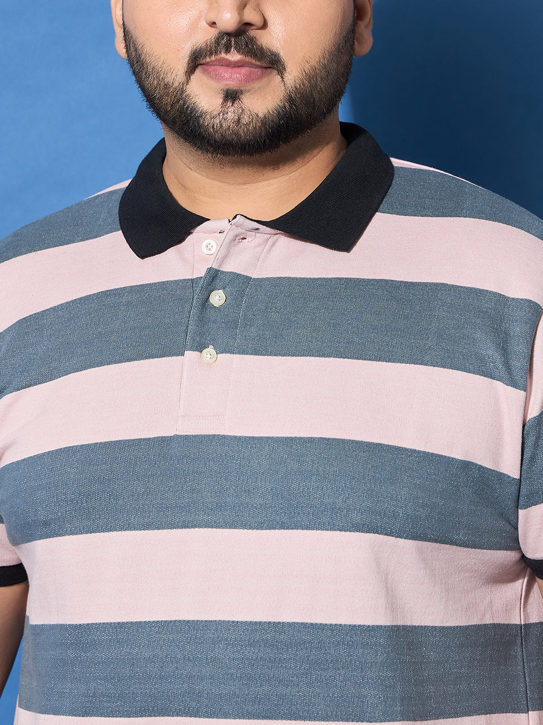 Men Plus Size Crosswalk Multicolor Striped Polo Tshirt