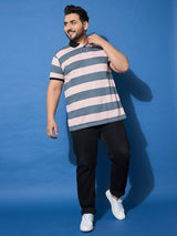 Men Plus Size Crosswalk Multicolor Striped Polo Tshirt
