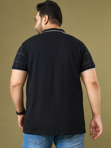 Men Plus Size Cryptic Black Check Polo Tshirt