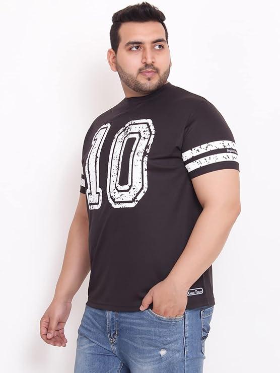 Men Plus Size Curt Printed Round Neck Tshirt - bigbanana