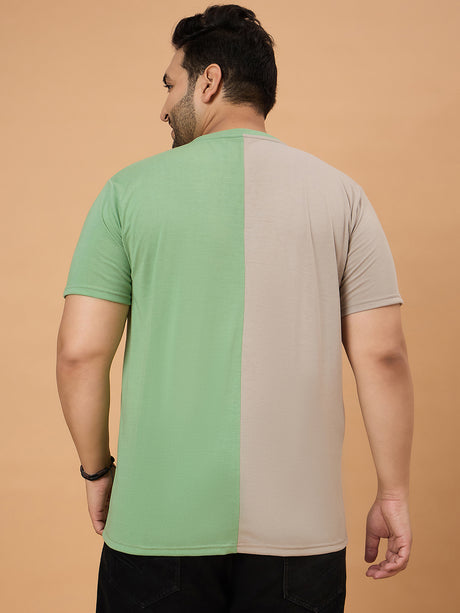 Men Plus Size Dappry Colorblock Round Neck Tshirt - bigbanana