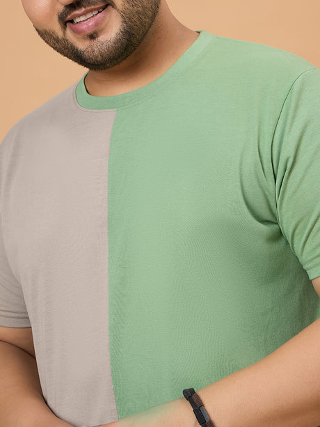 Men Plus Size Dappry Colorblock Round Neck Tshirt - bigbanana