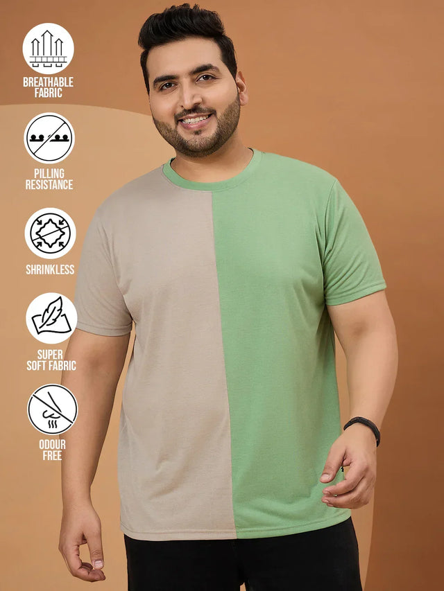 Men Plus Size Dappry Colorblock Round Neck Tshirt