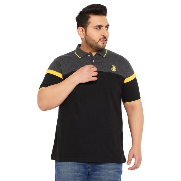 Men Plus Size Decolt Colorblock Polo Tshirt