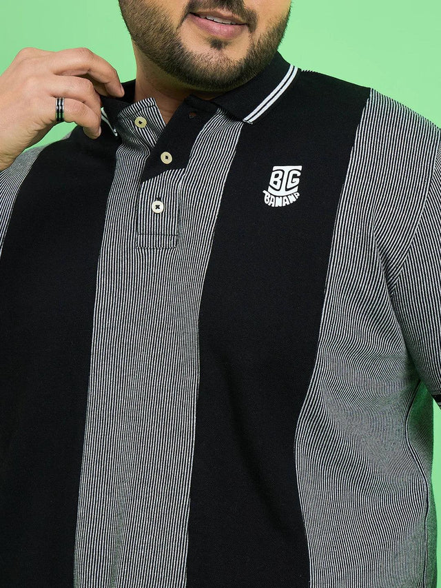 Men Plus Size Derailleur Grey Colorblock Polo Tshirt - bigbanana